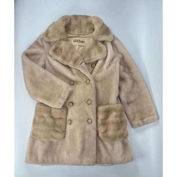 Vintage Borgana Faux Fur Coat Womens M L Tan Teddy Bear Mob Wife 50s - Picture 5 of 13